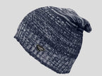 Blu - berretto uomo - cappello lungo tricot bicolore con lavorazione a filato ritorto