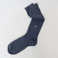 Calze lunghe in caldo cotone morbido con iniziali ricamate - blueberry