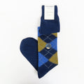 Calze lunghe a rombi in Cashmere Ass. A blu