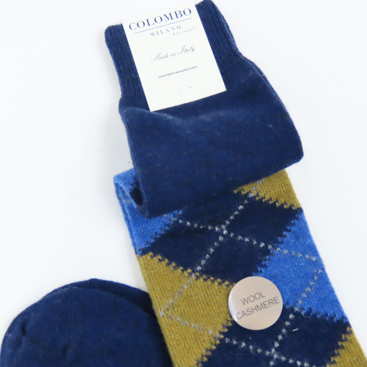 Calze lunghe a rombi in Cashmere Ass. A blu dettaglio