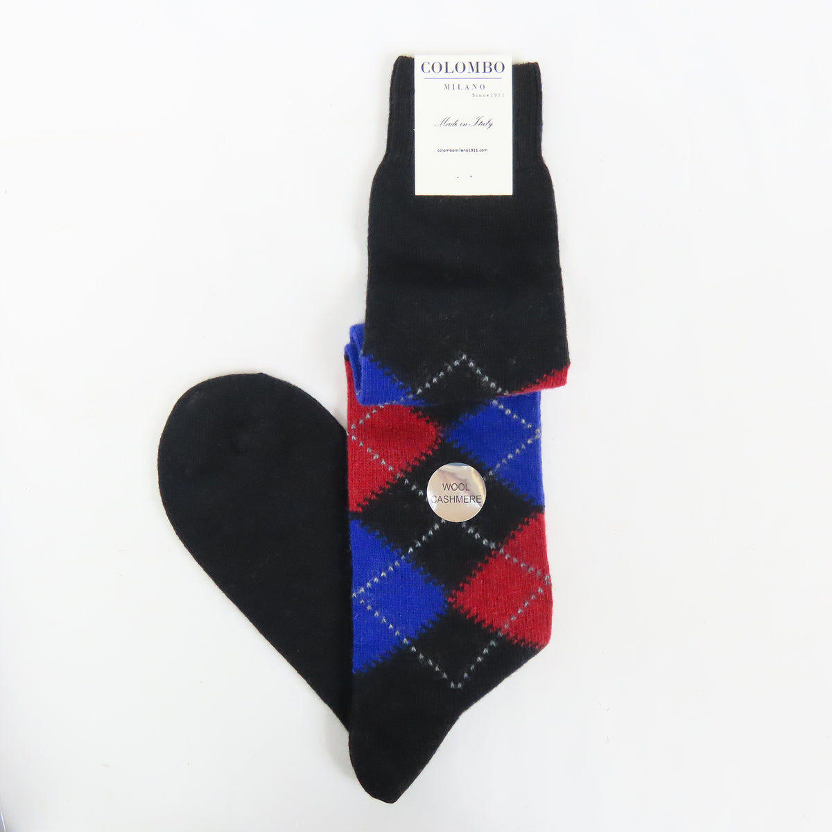 Calze lunghe a rombi in Cashmere Ass. A nero
