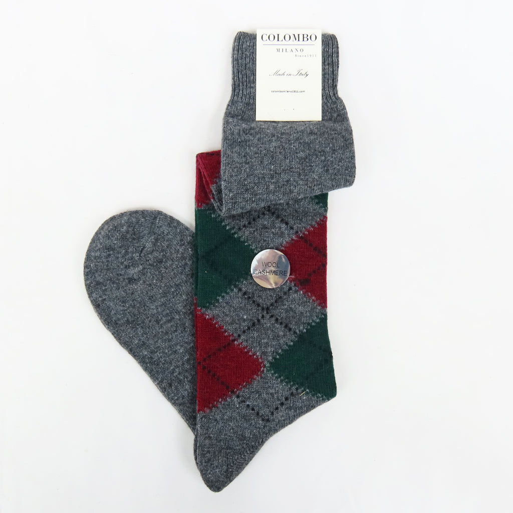 Calze lunghe a rombi in Cashmere Ass. A grigio