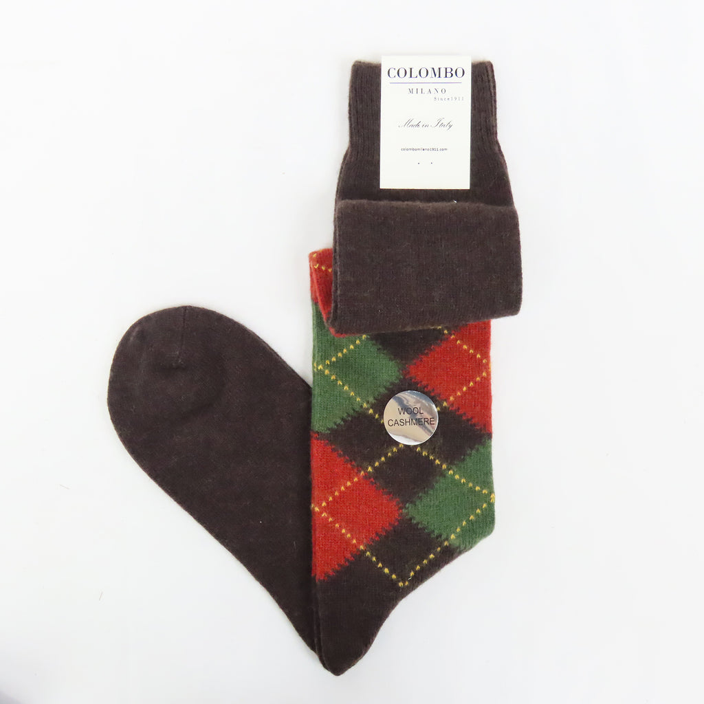 Calze lunghe a rombi in Cashmere Ass. B marrone