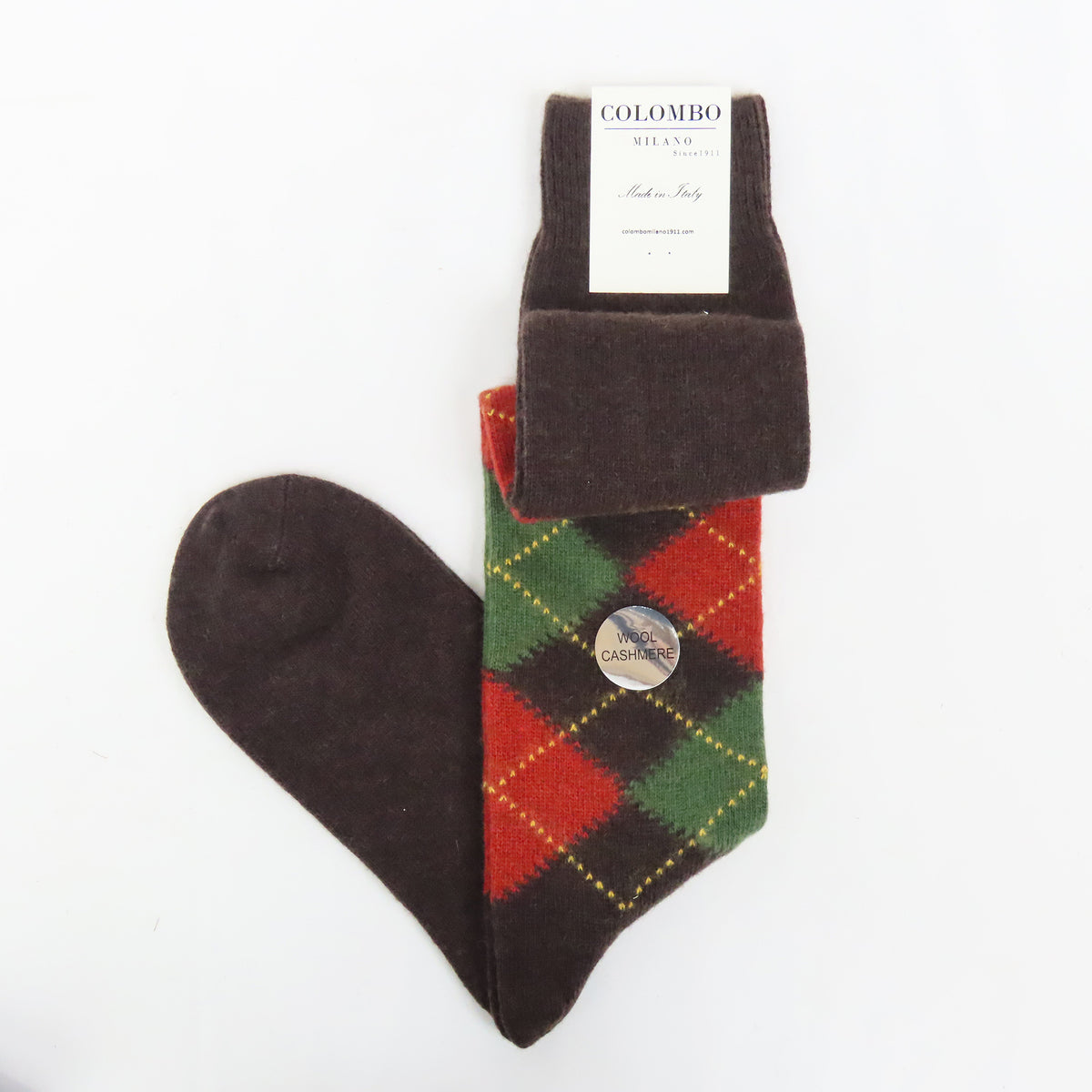 Calze lunghe a rombi in Cashmere Ass. B marrone