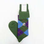 Calze lunghe a rombi in Cashmere Ass. B verde mil