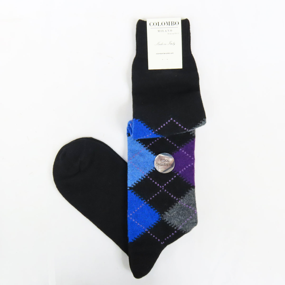 Calze lunghe a rombi in Cashmere Ass. E nero