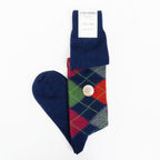 Calze lunghe a rombi in Cashmere Ass. F blu