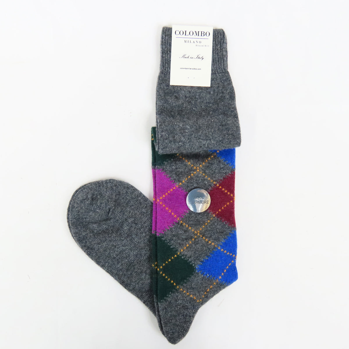 Calze lunghe a rombi in Cashmere Ass. F grigio