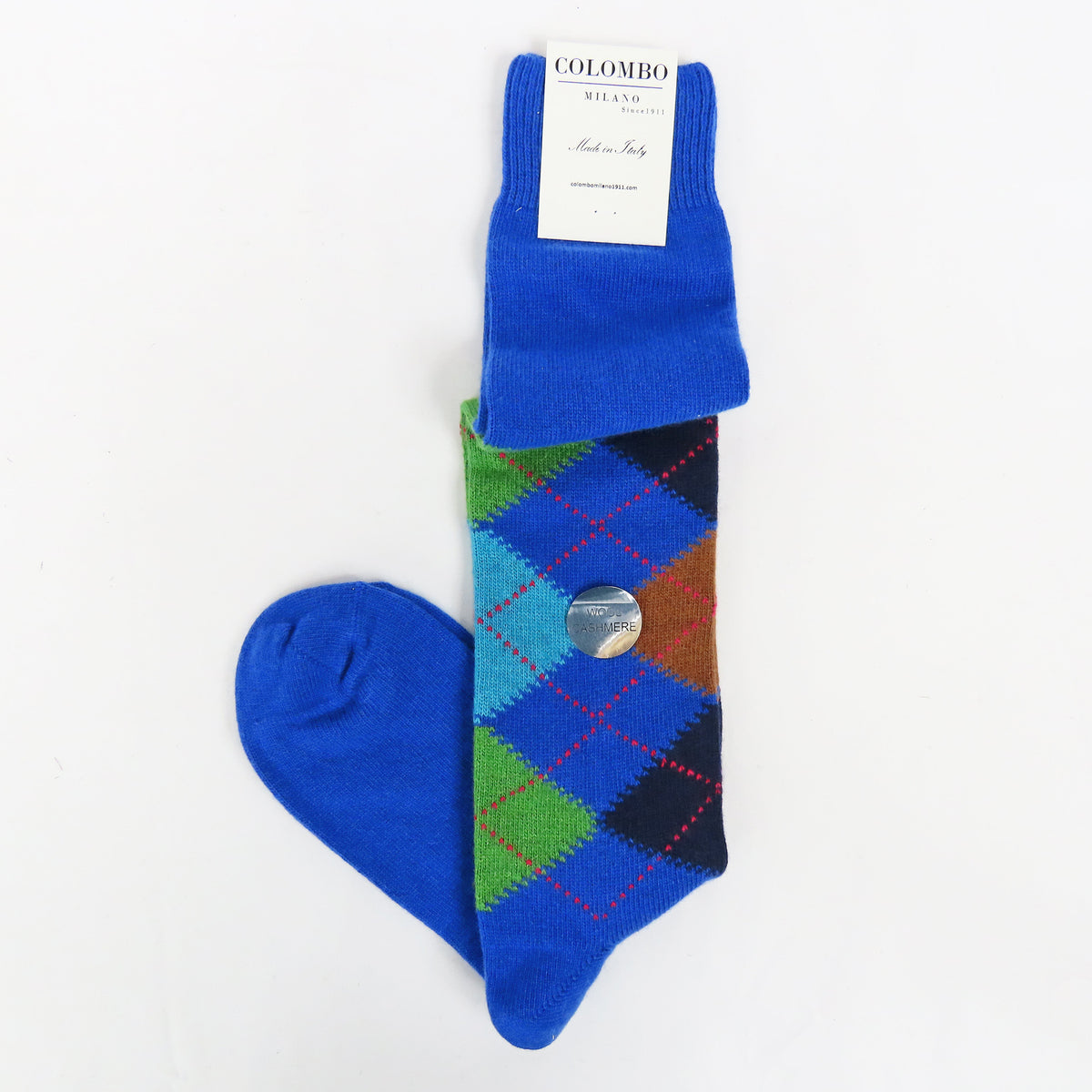 Calze lunghe a rombi in Cashmere Ass. F bluette