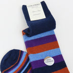 Calze lunghe in Cashmere - righe spesse colorate blu dettaglio