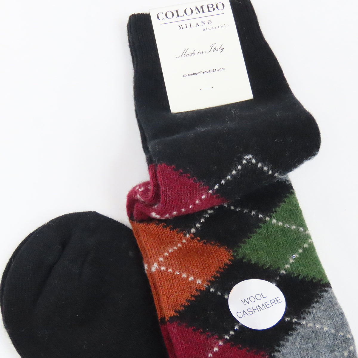 Calze lunghe in Cashmere a rombi con lurex - ass.A nero dettaglio