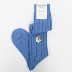 Calze lunghe azzurro polvere in Cashmere con lurex argento