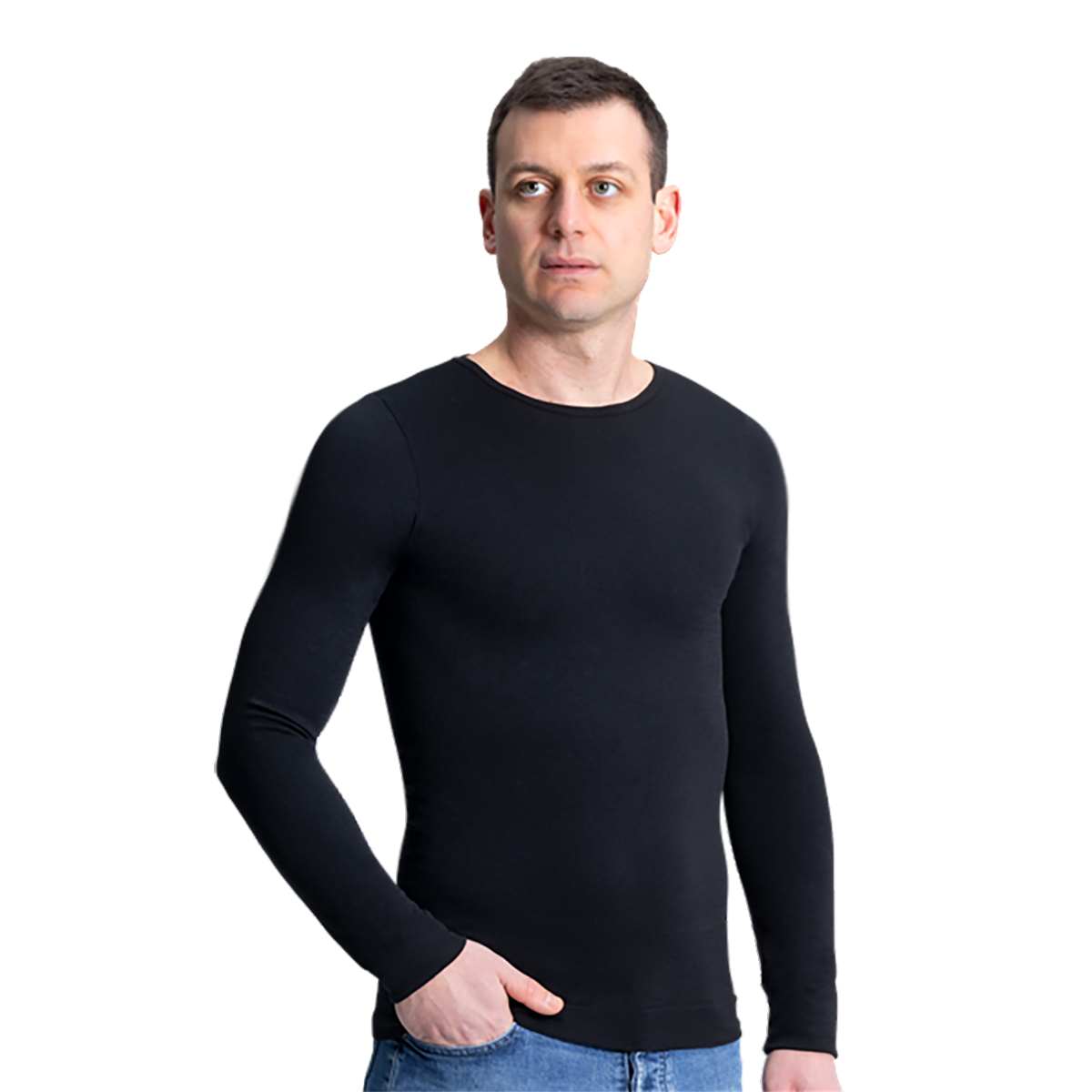Maglia in modal ultralight con cashmere - maniche lunghe girocollo nera