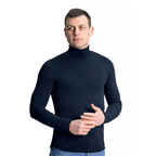 Maglia in modal ultralight con cashmere - maniche lunghe collo alto blu
