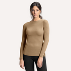 Maglia in modal e cashmere ultralight - maniche lunghe girocollo toffee
