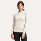 Maglia in modal e cashmere ultralight - maniche lunghe girocollo latte