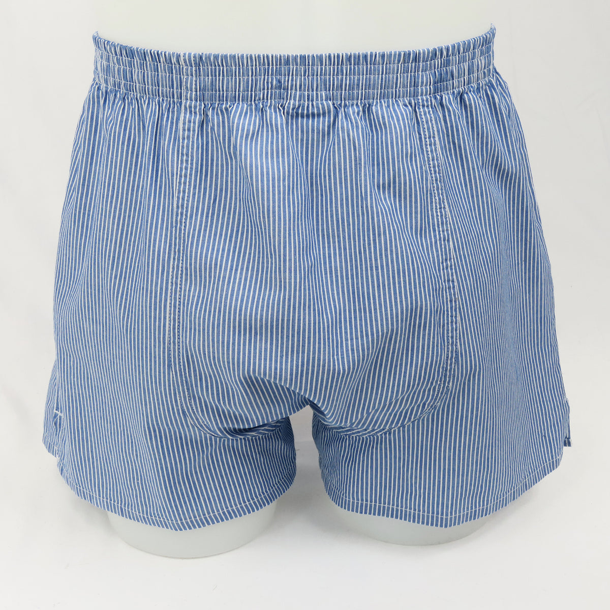 Boxer da uomo in popeline a righe bianche su fondo avio- 100%cotone retro