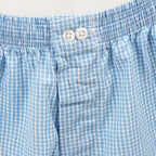 Boxer popeline taglie forti a quadretti bianchi su fondo azzurro- 100%cotone bottoni