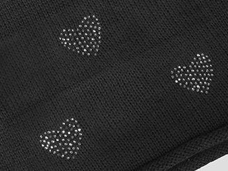 Dettaglio - sciarpa donna - grande sciarpa tricot con cuori di strass