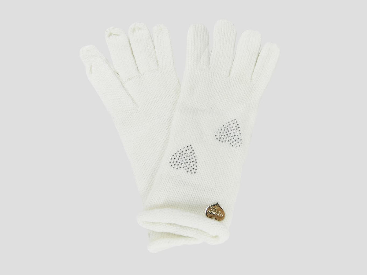 Panna - guanto con cuori di strass e medaglietta oro a forma di cuore