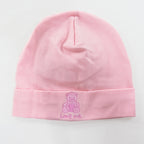 Berretto neonato in cotone con orsetto ricamato - 6M/1A rosa