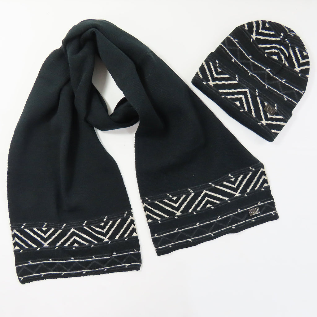 Cappello e sciarpa morbidi jacquard fantasia