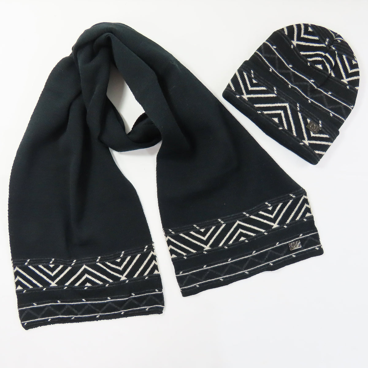 Cappello e sciarpa morbidi jacquard fantasia