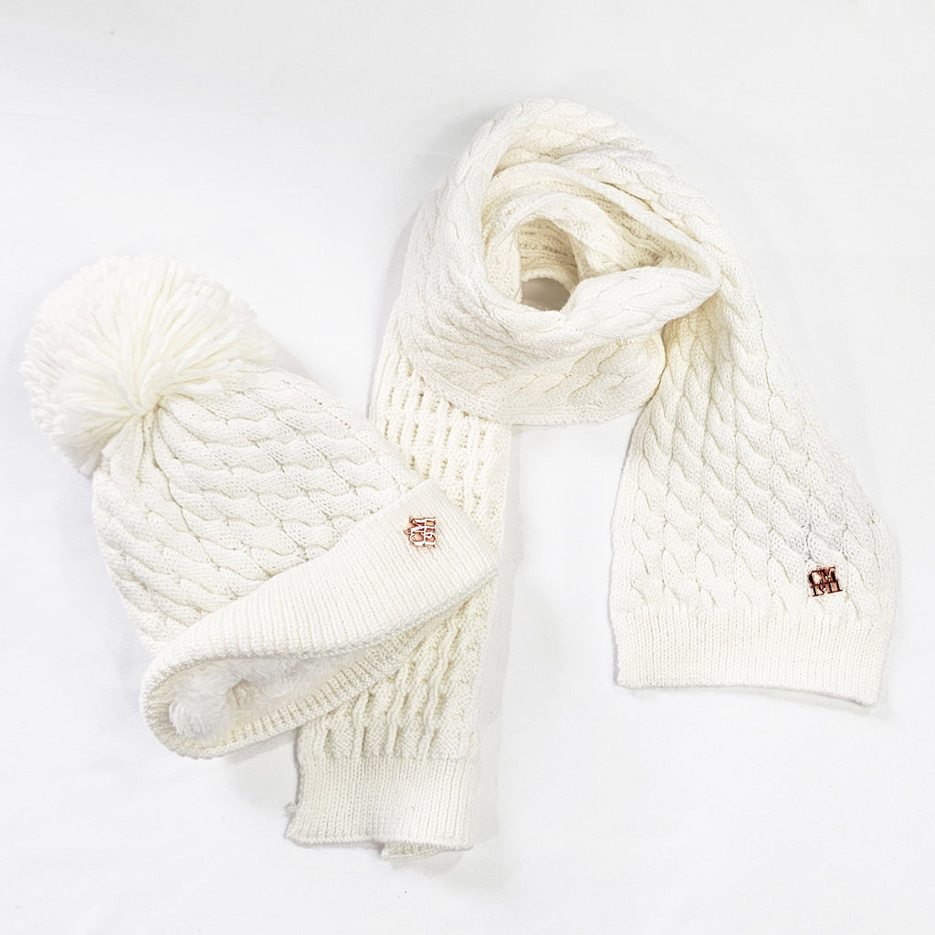 Set bambina panna a trecce con interno peloso - 9/24 mesi