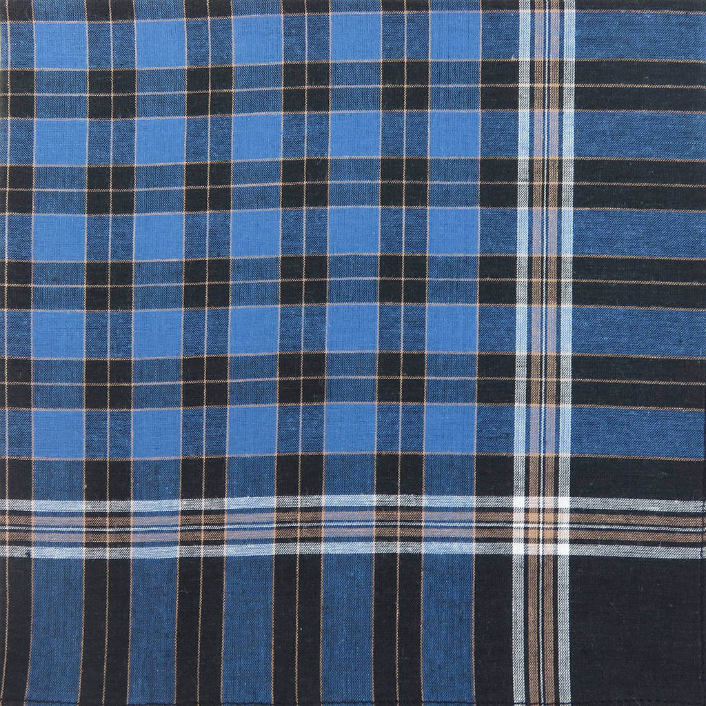 Variante quadri blu - Dark - fazzoletto di cotone da uomo scuro
