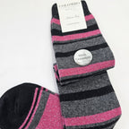 Calze lunghe in Cashmere a righe colorate con lurex nero dettaglio
