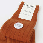 Calze lunghe a costa in Cashmere - bruciato DETTAGLIO