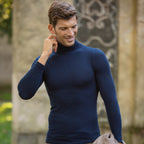 Maglia in modal ultralight con cashmere - maniche lunghe collo alto blu modello