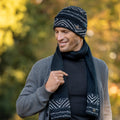 Cappello e sciarpa morbidi jacquard fantasia modello