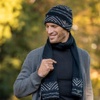 Cappello e sciarpa morbidi jacquard fantasia modello