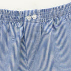 Boxer da uomo in popeline a righe bianche su fondo avio- 100%cotone bottoni