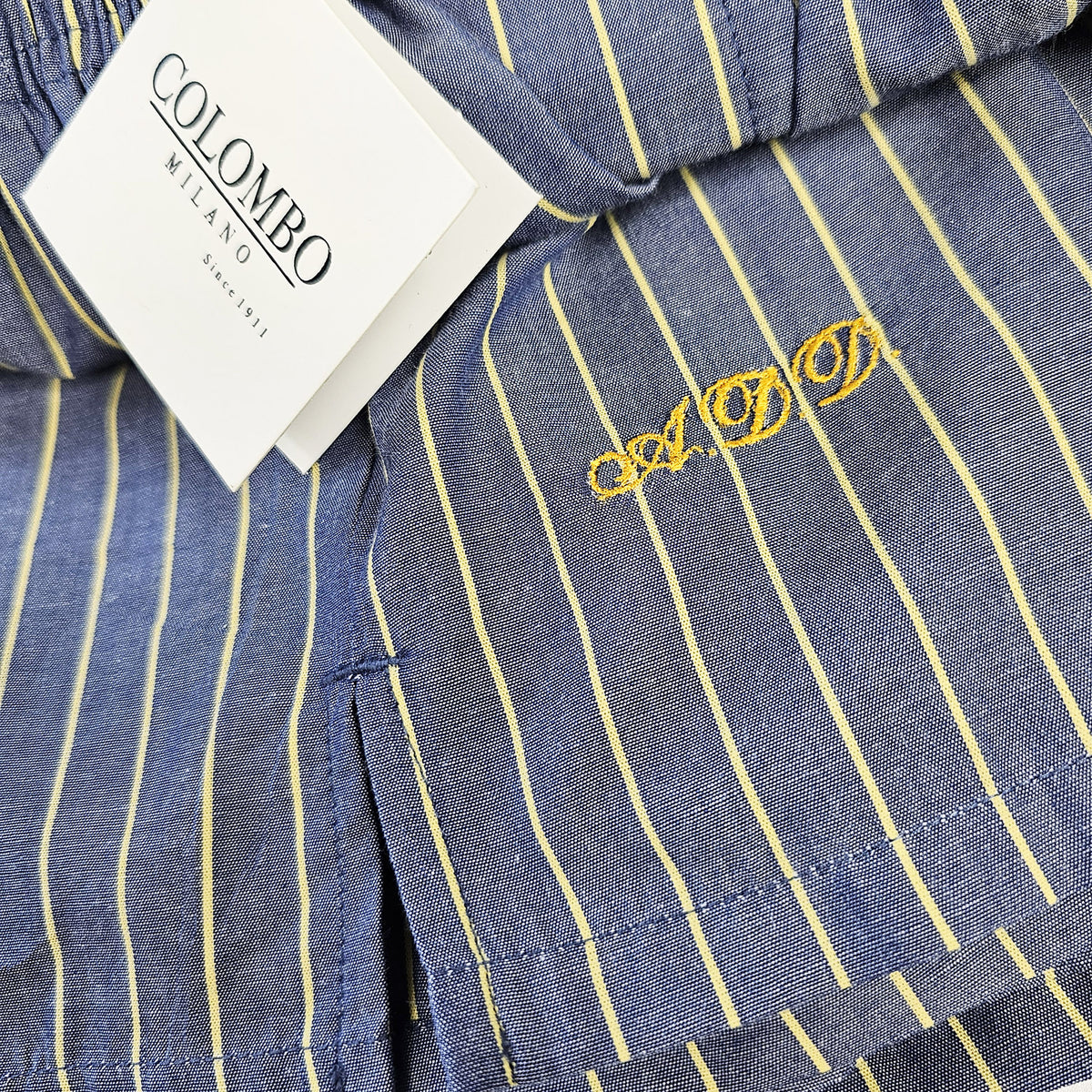 Boxer taglie forti blu con righe gialle con iniziali ricamate