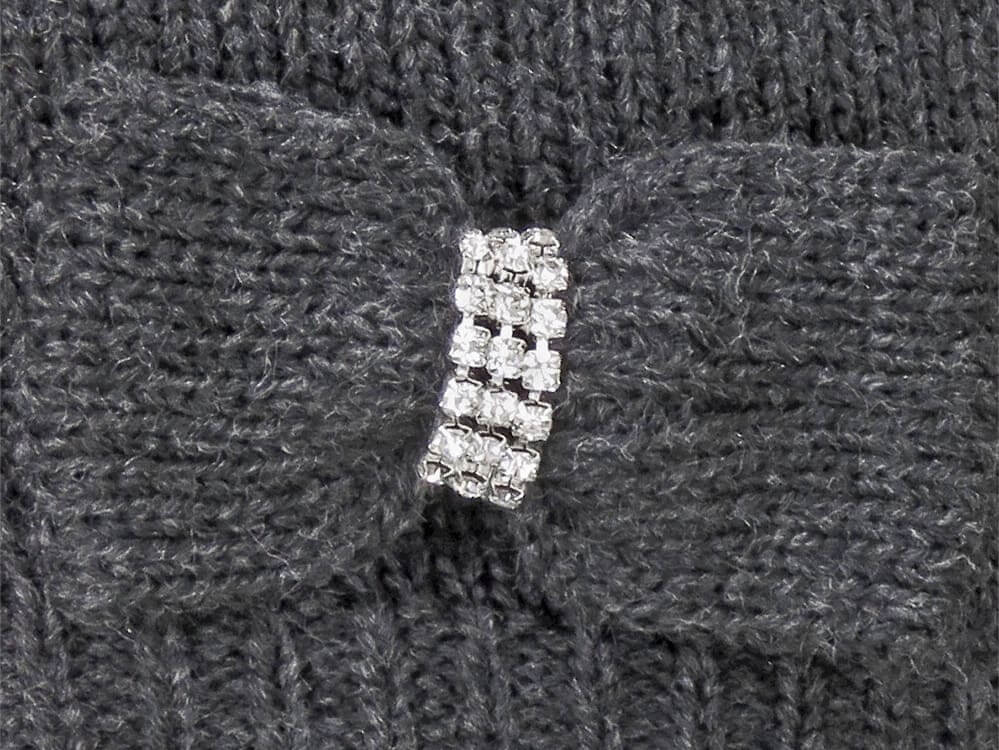 Dettaglio - sciarpa donna - sciarpa tricot con fiocco in maglia con strass