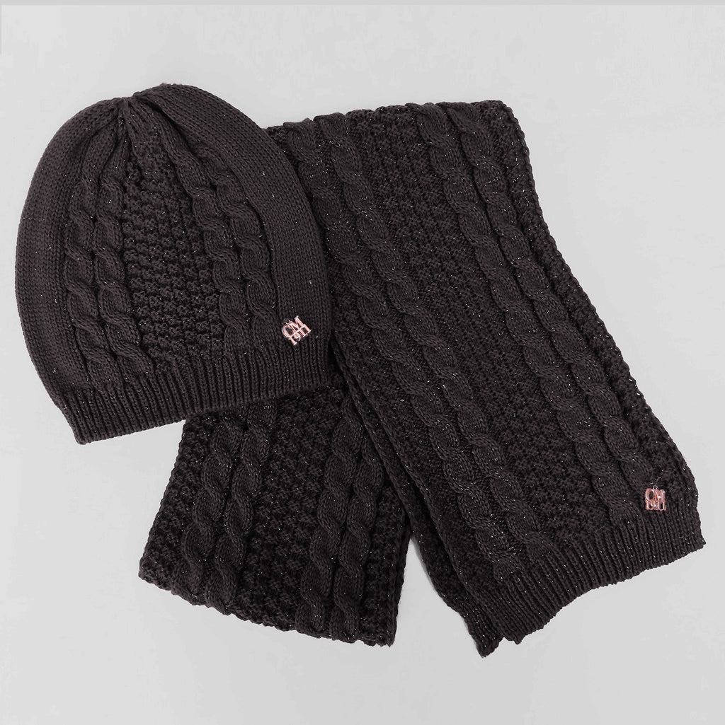 Cappello e sciarpa a trecce con lurex- 5/12a