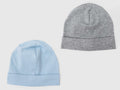 Set grigio/azzurro - cappelli bimbo - berretti di cotone elasticizzato tinta unita
