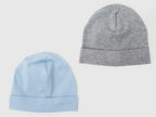 Set grigio/azzurro - cappelli bimbo - berretti di cotone elasticizzato tinta unita