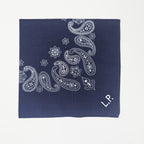 Bandana in cotone blu stampa cachemire - con ricamo personalizzato