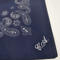 Bandana in cotone blu stampa cachemire - con ricamo personalizzato dettaglio