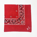 Bandana in cotone rosso stampa cachemire - con ricamo personalizzato