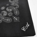 Bandana nera in cotone stampa cachemire - con ricamo personalizzato