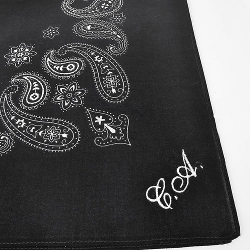Bandana nera in cotone stampa cachemire - con ricamo personalizzato