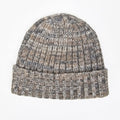 Cappello in cashmere a coste melange beige e grigio - Made in Italy