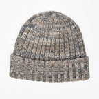 Cappello in cashmere a coste melange beige e grigio - Made in Italy