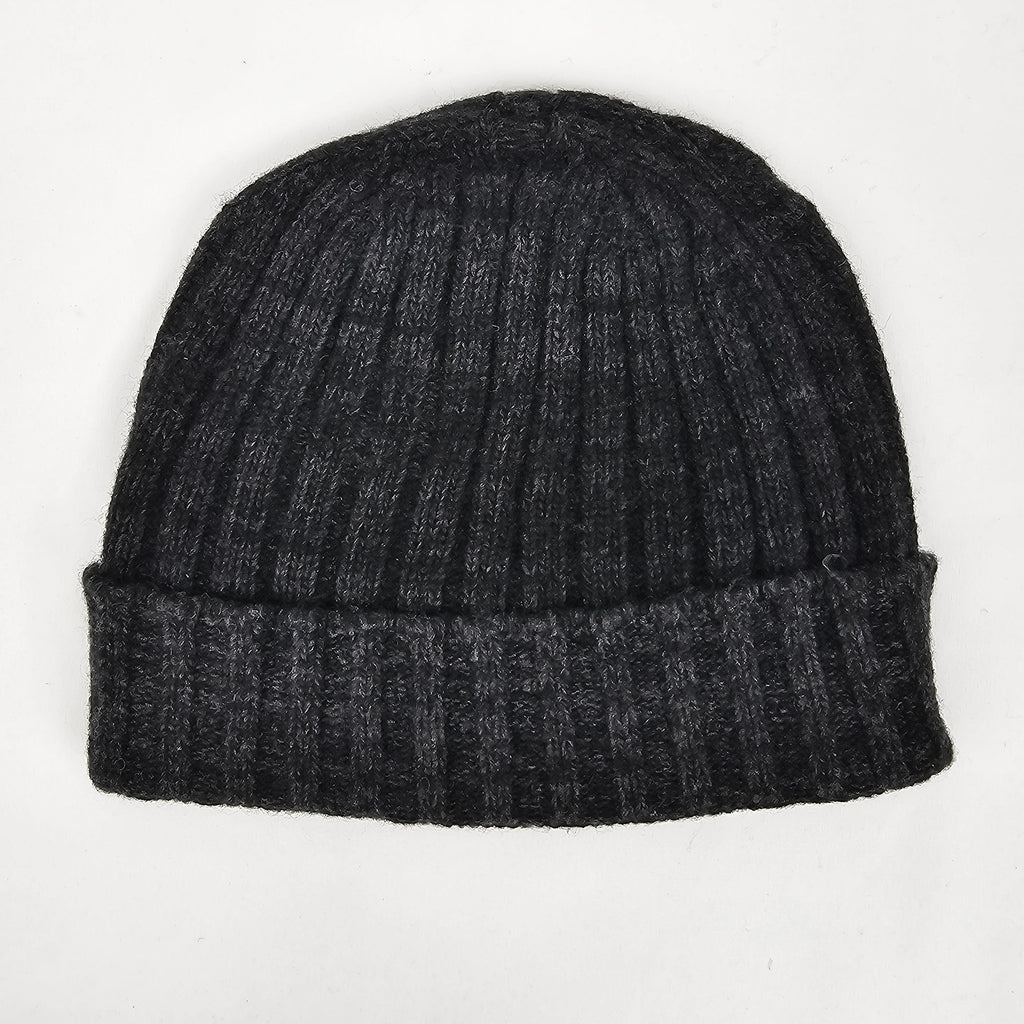 Cappello in cashmere a coste antracite - Made in Italy