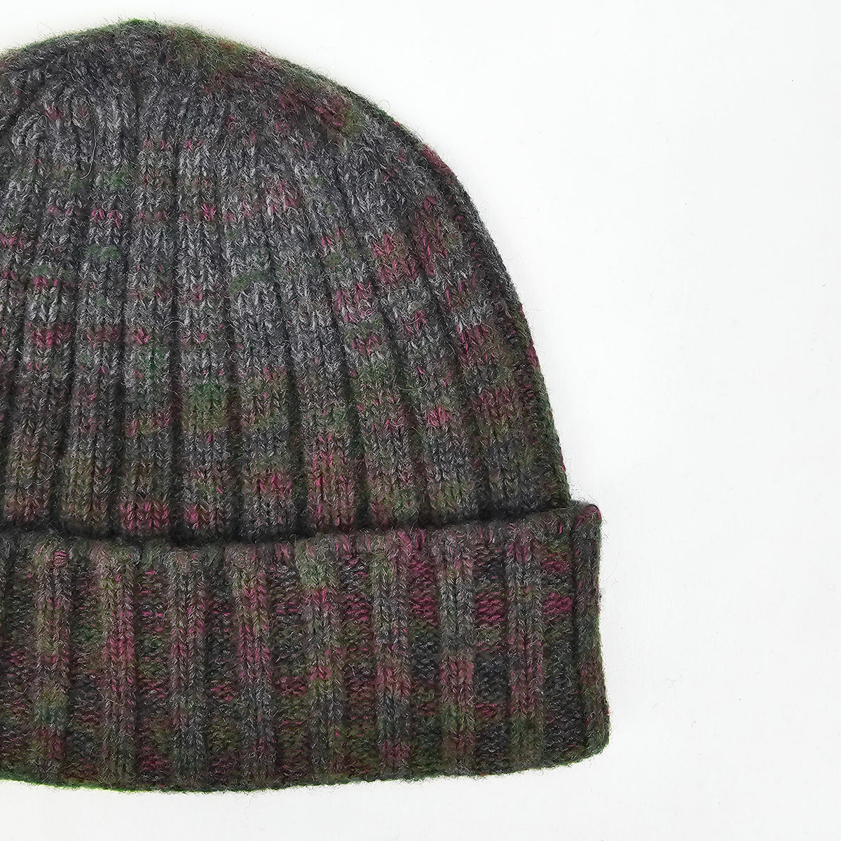Cappello in cashmere a coste melange multi-color- Made in Italy