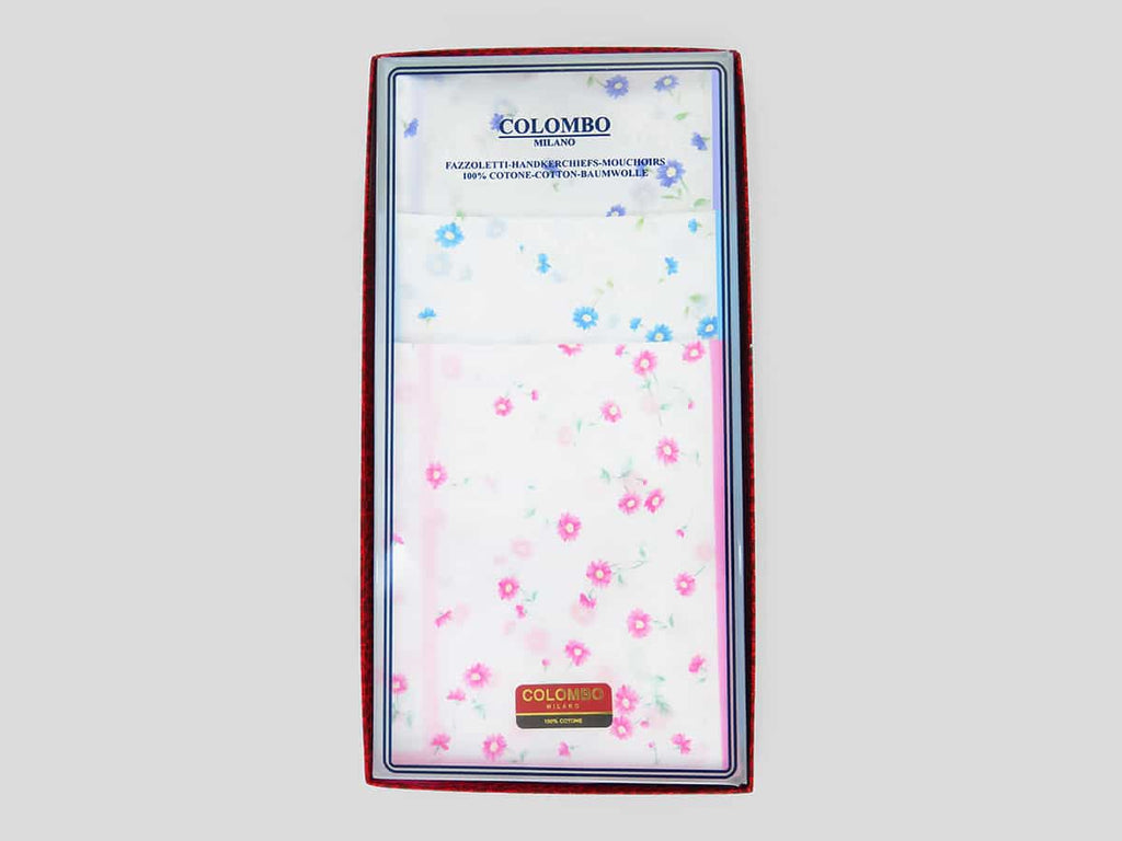 Scatola frontale - Grazia - fazzoletti di cotone da donna con stampa di margherite colorate